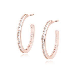 Cercei rotunzi argint placati cu aur roz cu pietre 20 mm DiAmanti Z1740ERG-DIA (Argint 925‰ 2,6 g.)